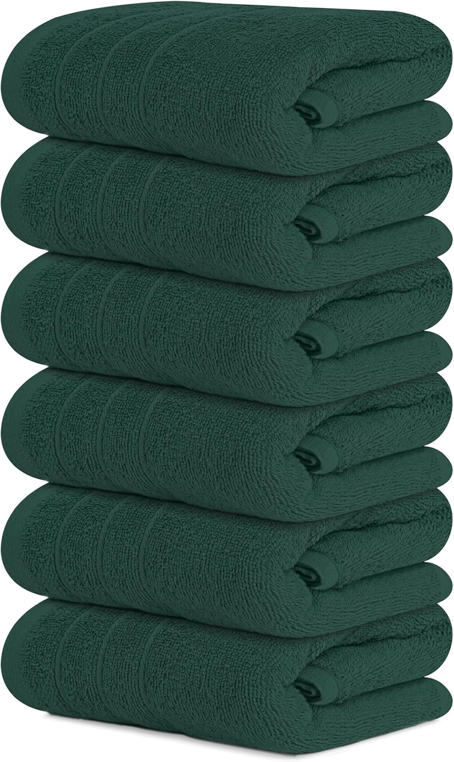 Tens Towels Pack of 6 Hand Towels, 100% Cotton, Lighter Weight, Quick to Dry, 16 x 28 Inches, Super Soft & Absorbent, Perfect for Bathroom & Kitchen, Dark Grey