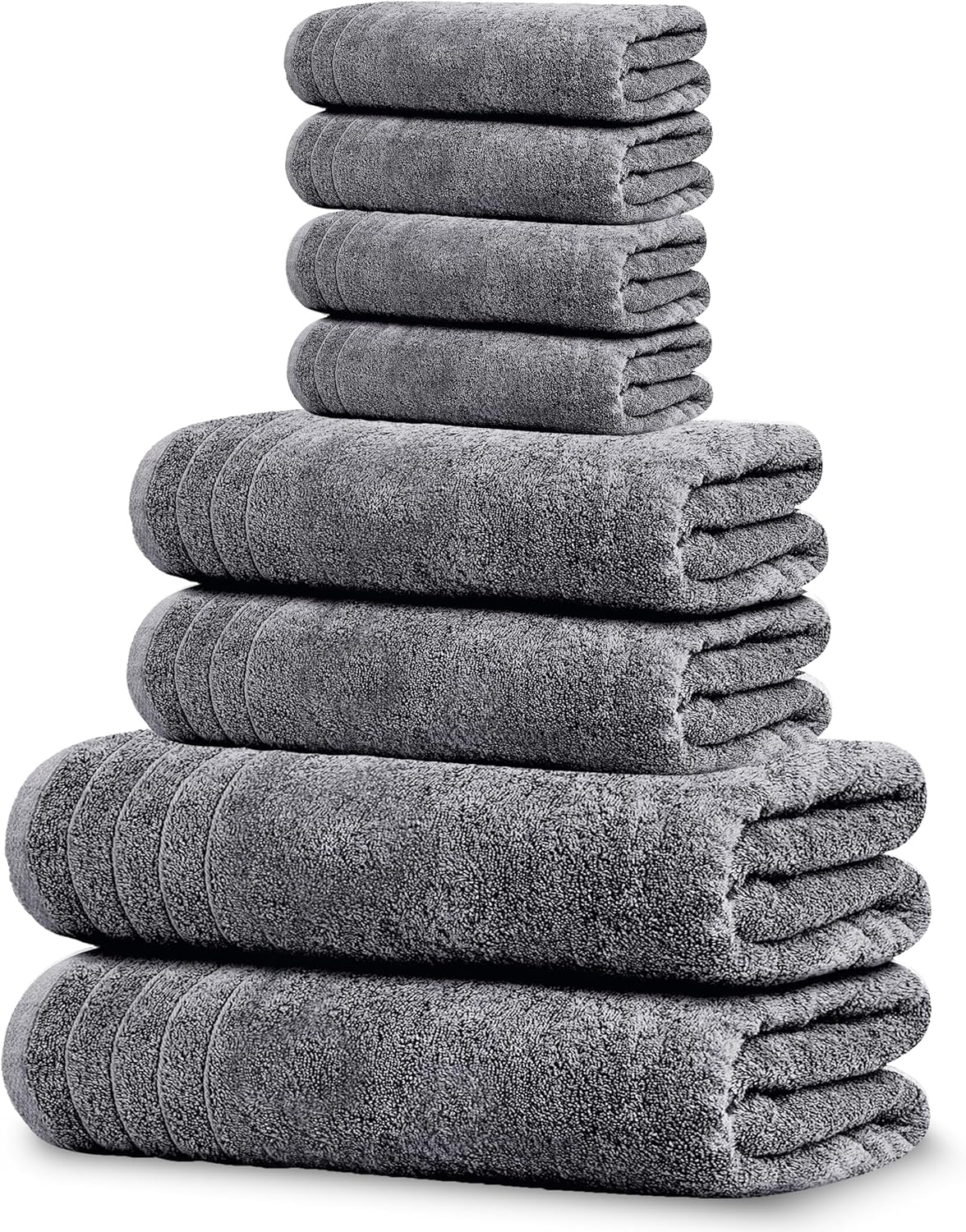 Tens Towels Pack of 8 Towels Set, 2 Extra Large Bath, 2 Hand, 4 Washcloths, 100% Cotton, Lighter Weight, Quicker to Dry, Super Absorbent, Perfect for Bathroom, Cool Grey - Image 7