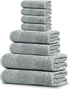 Tens Towels Pack of 8 Towels Set, 2 Extra Large Bath, 2 Hand, 4 Washcloths, 100% Cotton, Lighter Weight, Quicker to Dry, Super Absorbent, Perfect for Bathroom, Cool Grey - Image 15