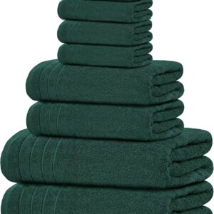 Tens Towels Pack of 8 Towels Set, 2 Extra Large Bath, 2 Hand, 4 Washcloths, 100% Cotton, Lighter Weight, Quicker to Dry, Super Absorbent, Perfect for Bathroom, Cool Grey