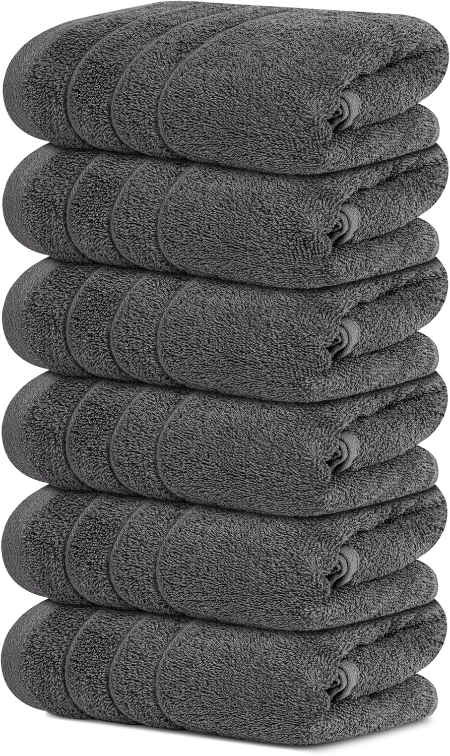 Tens Towels Pack of 6 Hand Towels, 100% Cotton, Lighter Weight, Quick to Dry, 16 x 28 Inches, Super Soft & Absorbent, Perfect for Bathroom & Kitchen, Dark Grey - Image 9