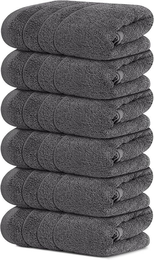 Tens Towels Pack of 6 Hand Towels, 100% Cotton, Lighter Weight, Quick to Dry, 16 x 28 Inches, Super Soft & Absorbent, Perfect for Bathroom & Kitchen, Dark Grey - Image 12