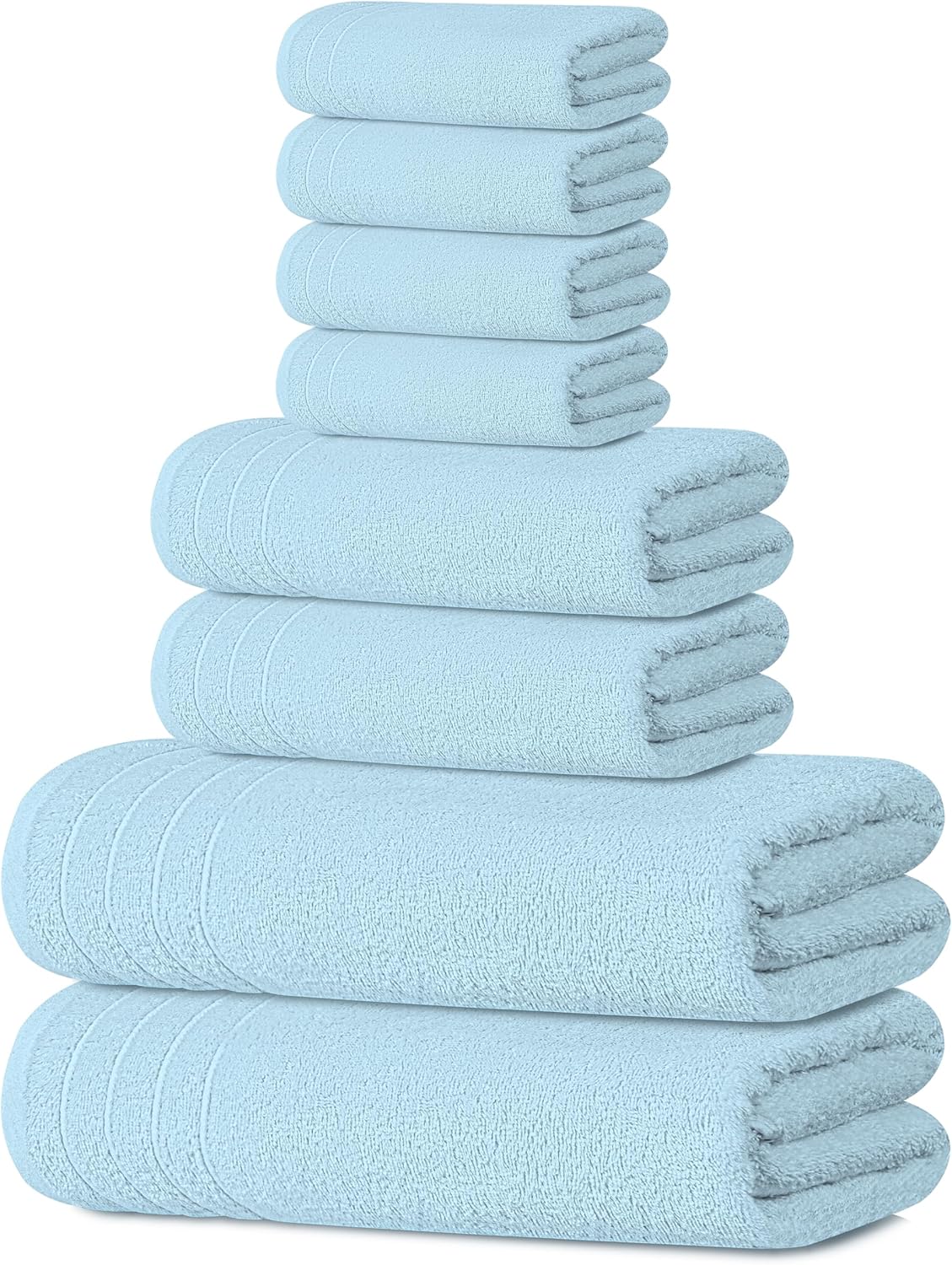 Tens Towels Pack of 8 Towels Set, 2 Extra Large Bath, 2 Hand, 4 Washcloths, 100% Cotton, Lighter Weight, Quicker to Dry, Super Absorbent, Perfect for Bathroom, Cool Grey - Image 2