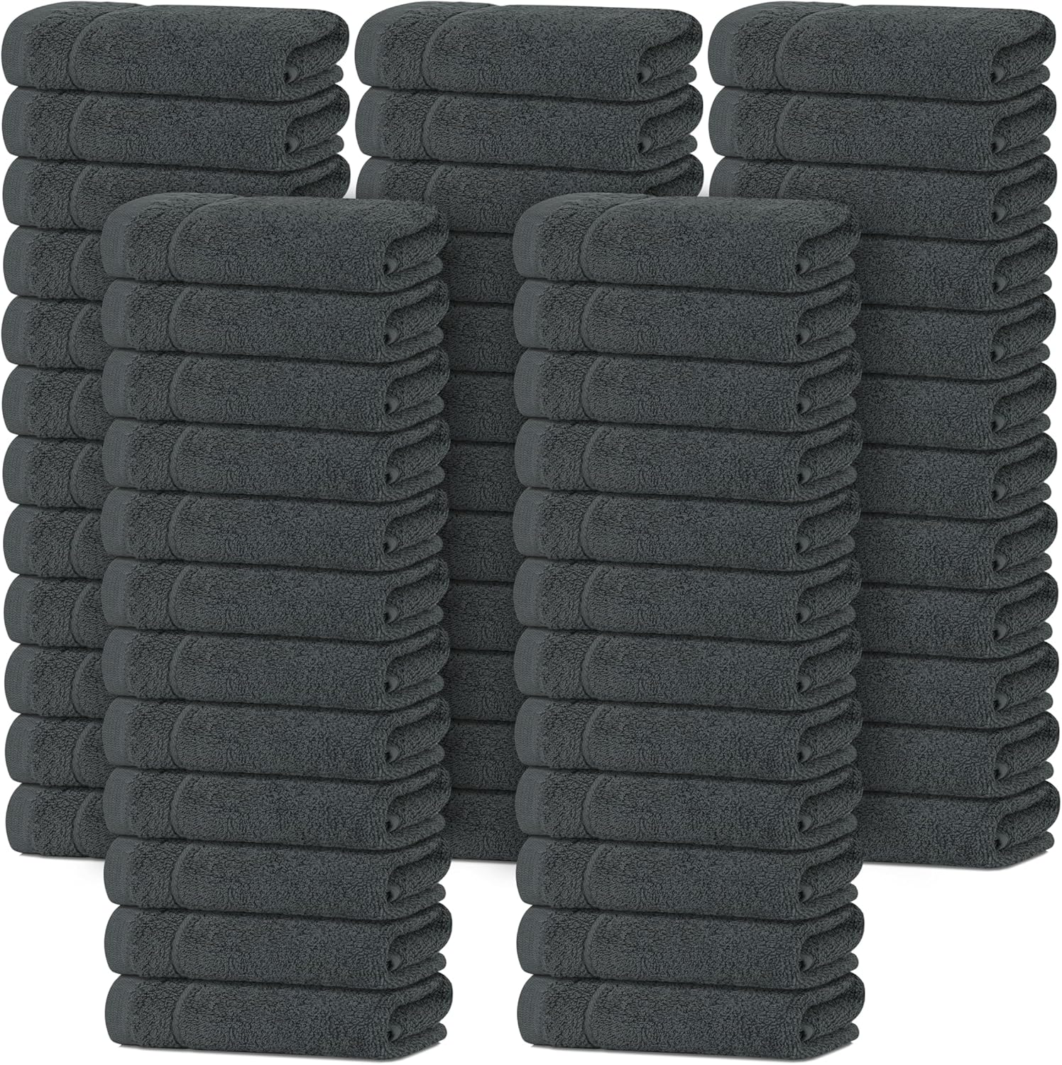 Tens Towels Pack of 60 Washcloths, 12 x 12 Inches, Lighter Weight, Quick to Dry, Super Soft & Absorbent, Gentle Face Towels, Hotel Quality, Perfect for Bathroom, Gym, Spa, Dark Grey - Image 9